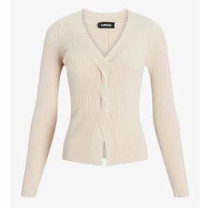 EXPRESS Fitted Twist Front V-Neck Sweater